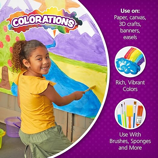 Colorations Paraben-Free Tempera Paint for Kids - 1 Gallon, Vibrant Yellow. Non-Toxic and Made in the USA, Classroom Must Haves, Bulk Arts and Crafts Supplies