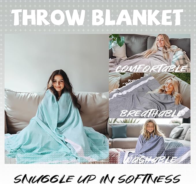 Breathable Bedspread Woven Blanket Cooling Queen Full Size Quilt Thin Comforter Boho Bed Bedroom Thing Girl Aesthetic Preppy Stuff Cute Accessories Girly Room Aesthetic College Student Dorm Decor Pink