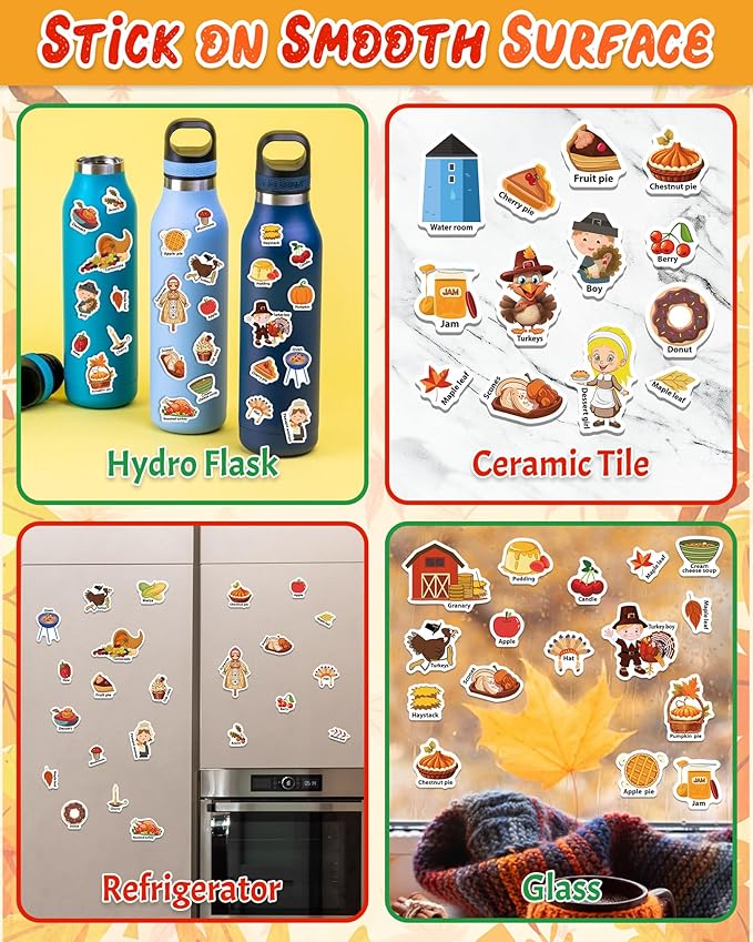 Benresive Reusable Sticker Books for Kids 2-4, Sticker Books for Toddlers 1-3 2-4, Toddler Travel Toys Activities Crafts Gifts - Thanksgiving