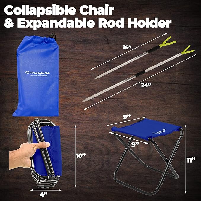 DaddyGoFish Kids Fishing Pole - Rod Reel Combo Tackle Box Starter Set - First Year Small Dock Gear Kit for Boys Girls Toddler Youth Age Beginner Little Children Junior Anglers Older Kids