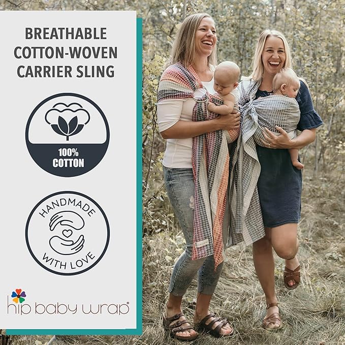 Hip Baby Wrap Ring Sling Baby Carrier for Infants and Toddlers - Beautiful, 100% Soft Cotton Baby Wraps Carrier for Babies 8-35 lbs - Perfect Baby Shower Gifts Moms and Dads - Nursing Cover (Sunset)