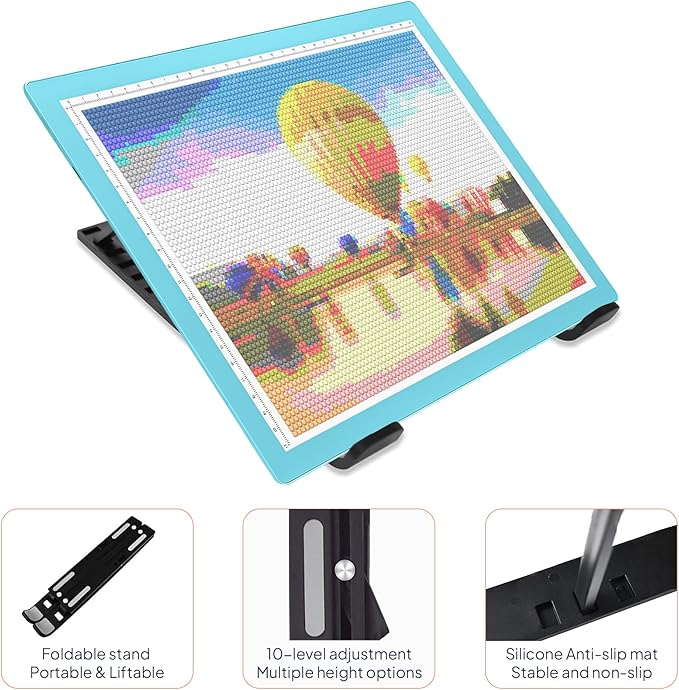 iVyne Corded A4 Light Pad for Diamond Painting & Art Projects – LED Light Board with Diamond Art Accessories – Ultra-Thin & Portable Diamond Dot Light Board, Perfect for Artists - Blue