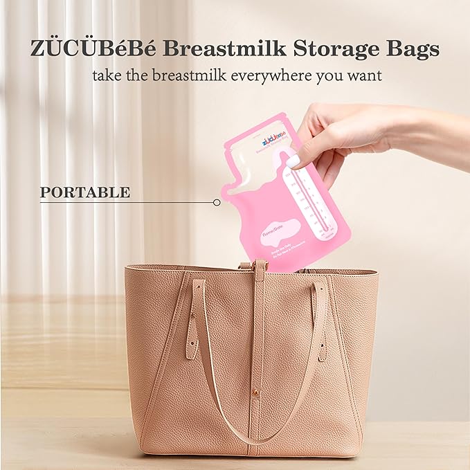 Breastmilk Storage Bags(50 Count)，8oz Milk Storage Bags for Breastfeeding，BPA Free with Easy Pour Spout, Self Standing, for Refrigeration and Freezing Red