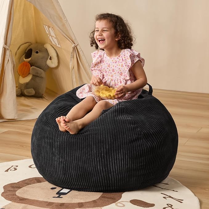 Bean Bag Chairs Teardrop Bean Bag Chair Beanbag Chair with Memory Foam Filled Machine Washable Cover for Living Room, Bedroom (Small,Black)