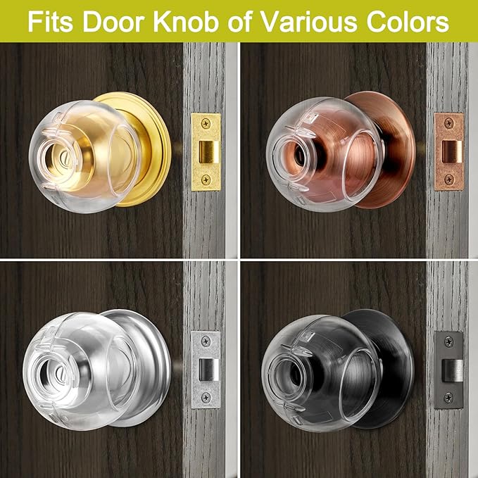 Clear Door Knob Cover Door Knob Safety Cover for Kids (6 Pack) Child Proof Door Knob Covers Fit Most Color Door Knobs Baby Proof Door Knob Cover Easy Adult Grip Toddler Door Knob Cover 2.7 X 2.3 Inch