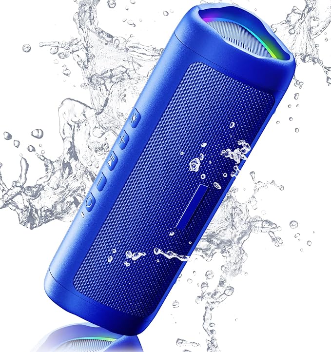 Bluetooth Speaker with HD Sound, Portable Wireless, IPX5 Waterproof, Up to 20H Playtime, TWS Pairing, BT5.3, for Home/Party/Outdoor/Beach, Stocking Stuffers, White Elephant Gifts for Adults (Blue)
