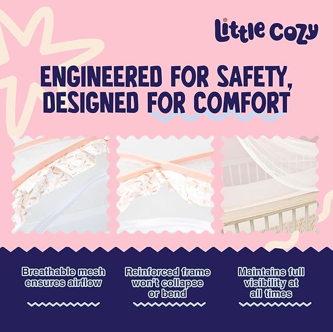 Crib Tent to Keep Baby from Climbing Out – Pop Up Crib Net Canopy with Strong Breathable Mesh, Double Auto-Lock Zippers & Durable Frame – Easy Install Baby Safety Cover for Standard Cribs