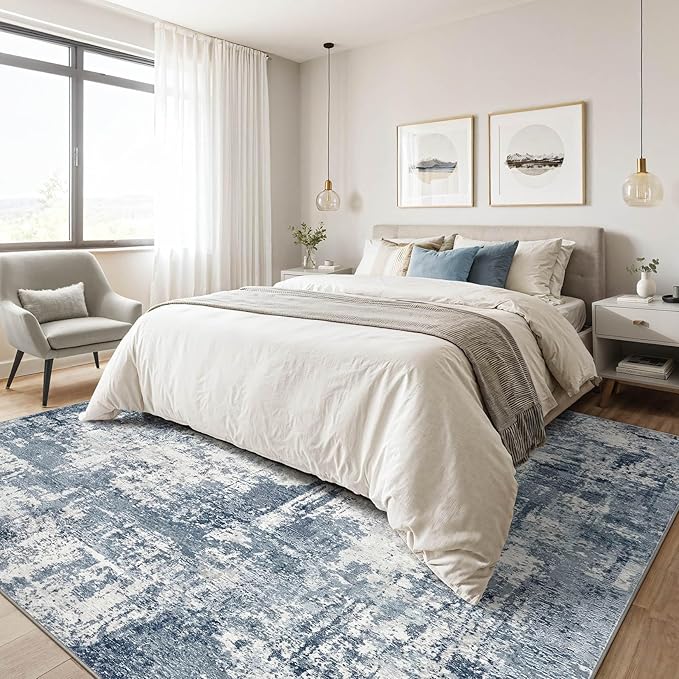 9x12 Area Rug Living Room: Washable Large Abstract Soft Rugs Stain Resistant Indoor Non-Slip Carpet for Men Modern Home Enthusiasts Aged 25-45 - High Traffic Areas - Bedroom Office Playroom