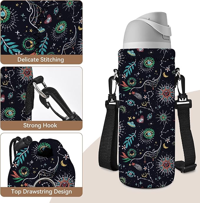 AUPET Water Bottle Sling Bag Carrier Crossbody Sleeve,Insulated Neoprene Bottle Case Holder Pouch Cover 500ML/17oz with Shoulder Strap for Walking Women Men