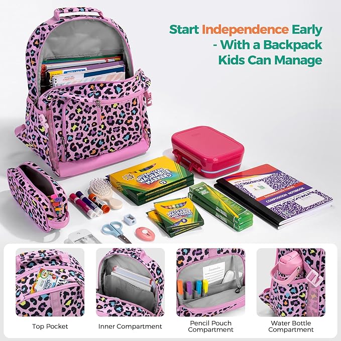 Choco Mocha Galaxy Backpack for Girls, Elementary School Backpack for Girls Ages 6-8 Kids Kindergarten Backpack Bookbag 17 Inch with Chest Strap, Pink