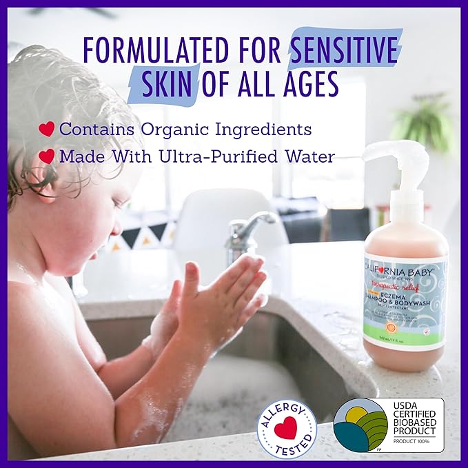 California Baby Eczema Treatment Set | 2oz Eczema Cream + 8.5oz Eczema Body Wash | Colloidal Oatmeal + Aloe Vera | Steroid-Free | Hypoallergenic