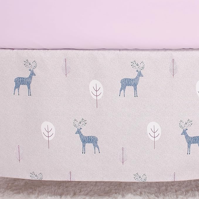 CaSaJa 4-Piece Crib Bedding Set for Boys and Girls, Nursery Baby Bedding Set Including Quilted Comforter with Fitted Crib Sheet and Changing Pad Covers, Reversible Quilt Design, Reindeer Forest