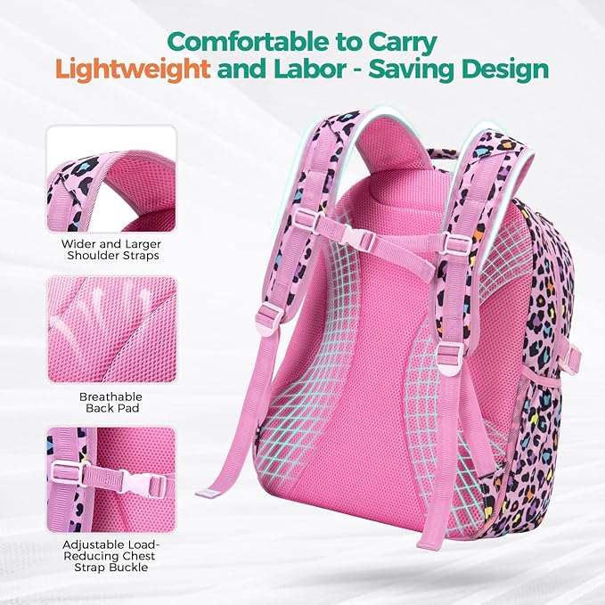 Choco Mocha Galaxy Backpack for Girls, Elementary School Backpack for Girls Ages 6-8 Kids Kindergarten Backpack Bookbag 17 Inch with Chest Strap, Pink