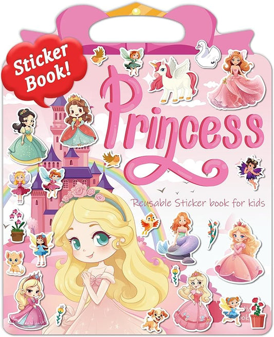 Benresive Reusable Sticker Book for Toddlers 2-4 Years, Fun Travel Stickers for Kids, Waterproof Sticker Books for Toddlers 1-3, Crafts Activities for Todddlers 1-3 2-4 3-5 - Princess