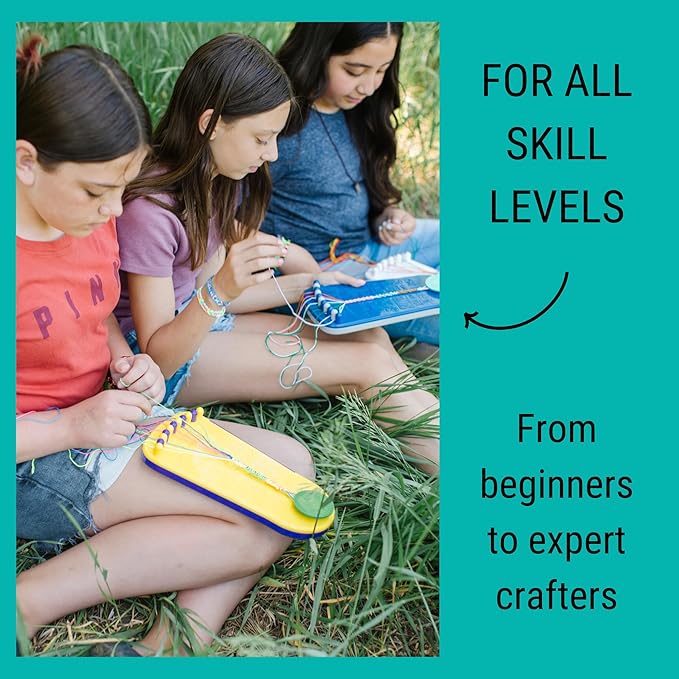 Choose Friendship Bracelet Making Kit – 20 Pre-Cut Threads, Portable Loom with Storage, Makes 8 Bracelets, Craft Gift for Kids Ages 8+, Yellow “Pineapple”