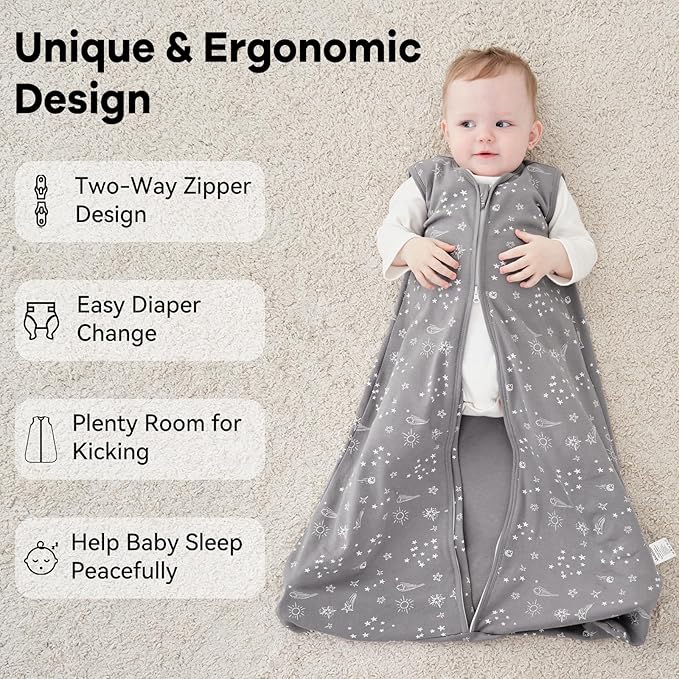 Baby Sleep Sack 6-12 Months 3 Pack 100% Cotton Lightweight 0.5 TOG Wearable Blanket Baby Sleep Bag with 2-Way Zipper for Newborn Infant