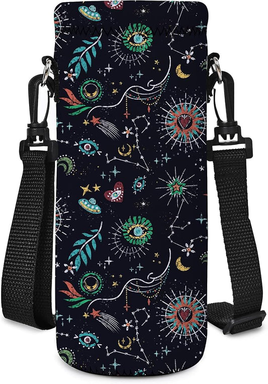 AUPET Water Bottle Sling Bag Carrier Crossbody Sleeve,Insulated Neoprene Bottle Case Holder Pouch Cover 500ML/17oz with Shoulder Strap for Walking Women Men