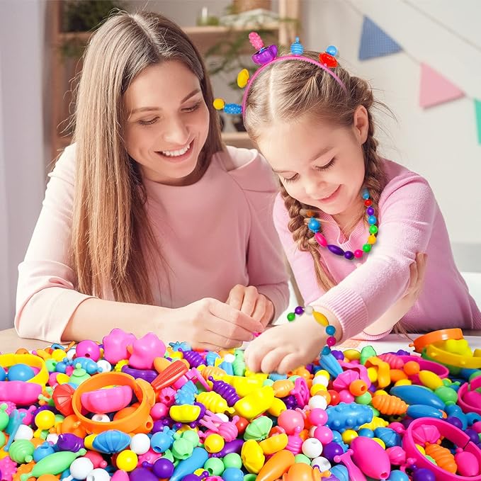 Arthopt Snap Pop Beads Jewelry Making Kit for Girls with 700+ pcs Arts and Crafts Toys for Kids 3-7 Years Old, DIY Snap Beads Bracelets Necklace Ring Toy Set Birthday Gifts for Girls 4 5 6 7 8