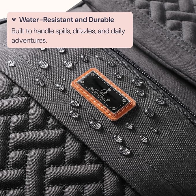 BabbleRoo Diaper Bag Backpack, Travel Backpack with Changing Pad, Pacifier Case & Stroller Straps, Multifunction, Waterproof, Unisex – Black