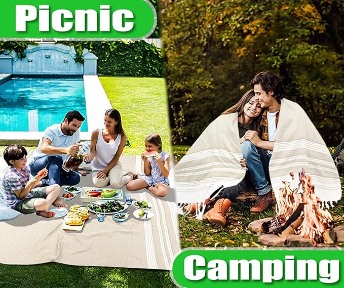 Boho Beige Throw Blanket Bedroom Living Room Accessories Sofa Couch Chair Essential Bohemian Aztec African Southwest Neutral White Fall Antique Vintage French Country Primitive Cottage Nursery Decor