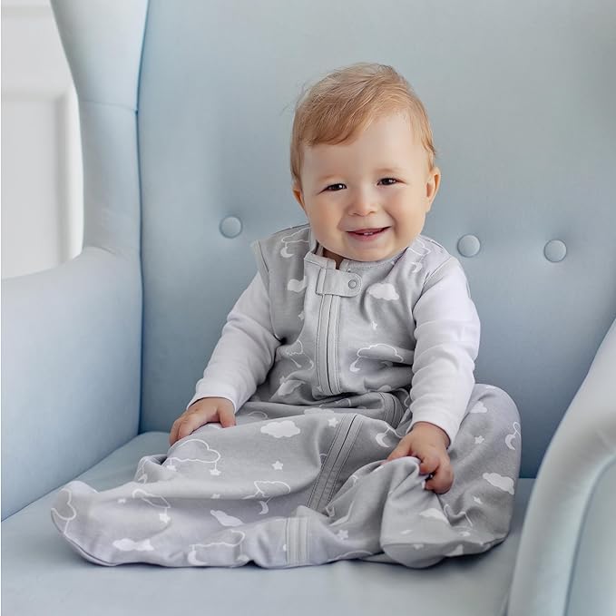 Baby Sleep Sack 1.0 TOG, Organic Cotton Baby Wearable Blanket with Two-Way Zipper, Swaddle Transition Baby Sleeping Bag, All-Season Sleep Sack for Newborn Infant Toddler Boy Girl, 24-48 Months, 1-Pack