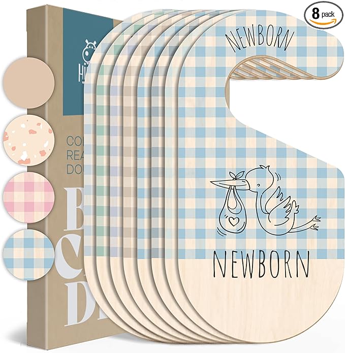 Baby Closet Dividers - Blue Baby Clothes Organizer for Nursery Decor, Storage & Organization - 8 Size Closet Dividers for Hanging Clothes, Gender Neutral Nursery Must Haves & Essentials