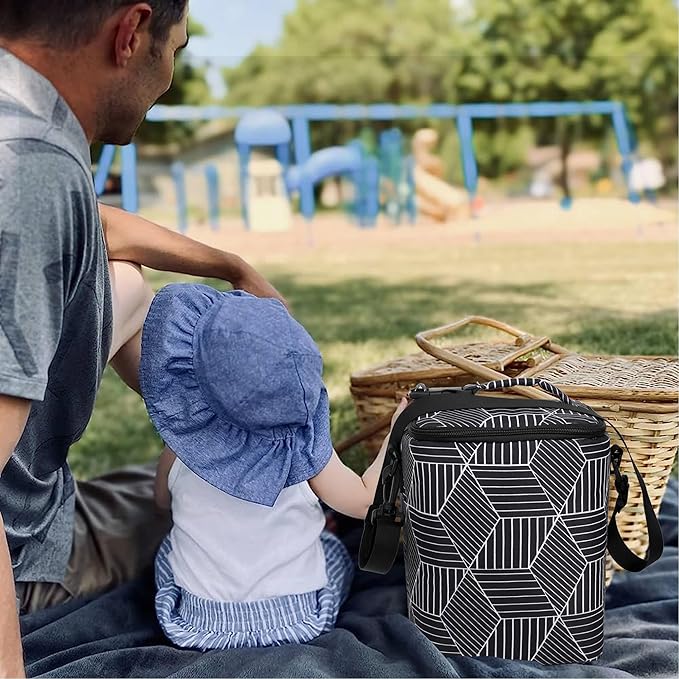 Breastmilk Cooler Bag with Ice Pack Fits 4 Baby Bottles Up to 9 Ounce Insulated Baby Bottle Bag Breast Milk Cooler on The Go with Strap Baby Bottle Cooler Bag for Nursing Mom Daycare or Travel