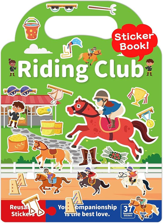 Benresive Reusable Sticker Book for Toddlers 2-4 Years, Fun Travel Stickers for Kids, Waterproof Sticker Books for Toddlers 1-3, Crafts Activities for Todddlers 1-3 2-4 3-5 - Riding
