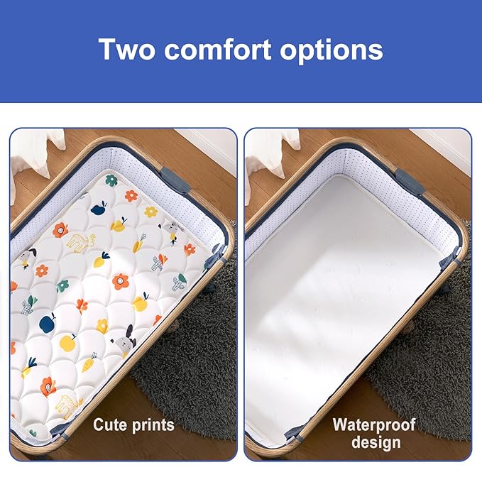 Baby Bassinet Mattress 35 x 20 inches- Firm Support and Comfort Premium Foam,Noiseless and Odorless,Hypoallergenic Small Crib Mattress, Fits Moses Basket, Dual Sided with Soft Breathable Fabric