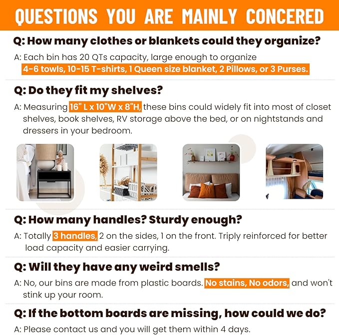 Criusia 4 Pack Large Closet Shelf Organizer Bins with Handles - Fabric Trapezoid Storage Baskets for Clothes, Towel, Blanket, Purse, Hats