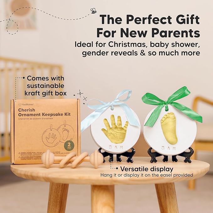Baby Hand and Footprint Kit Girls, Boys - Personalized Baby Footprint Ornament Kit, Newborn Keepsake Gifts for New Mom, Easy to Use Handprint Makers, Cute Shower Gifts (Candy, Multi-Colored)