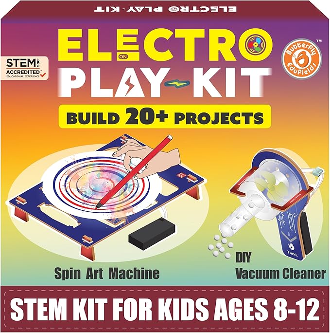 Butterfly EduFields STEM Kit for Kids Ages 6-12 | Build 20+ Motor Machines & DIY Engineering Projects | Science Gift for Boys & Girls | Robotics & Learning Toy