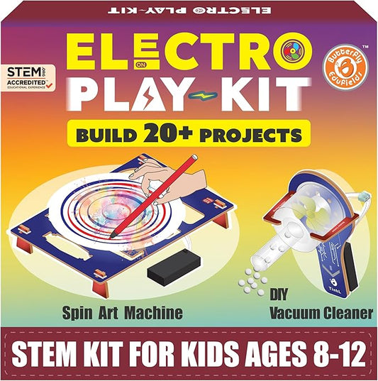 Butterfly EduFields STEM Kit for Kids Ages 6-12 | Build 20+ Motor Machines & DIY Engineering Projects | Science Gift for Boys & Girls | Robotics & Learning Toy