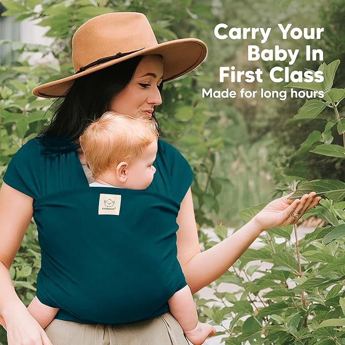 KeaBabies Baby Wrap Carrier - All in 1 Original Baby Carrier Newborn to Toddler Sling, Easy to Wear, Hands Free Bonding, Lightweight, Breathable Infant Wraps (Peacock Blue)
