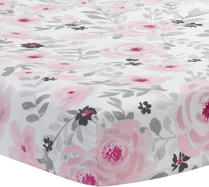 Bedtime Originals Blossom Pink Watercolor Floral 3-Piece Baby Crib Bedding Set