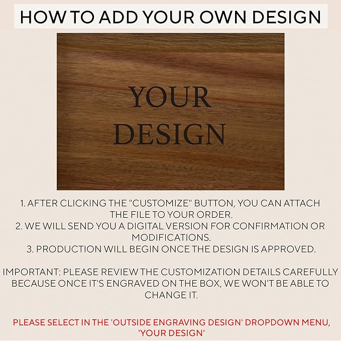 Customized Wedding Memory Box Small - Acacia Wood Engagement Gift Boxes for Couples, Keepsake Box Wedding Personalized, Custom Gift for 5 Year Marriage Anniversary Time Capsule, 8x6x4 in