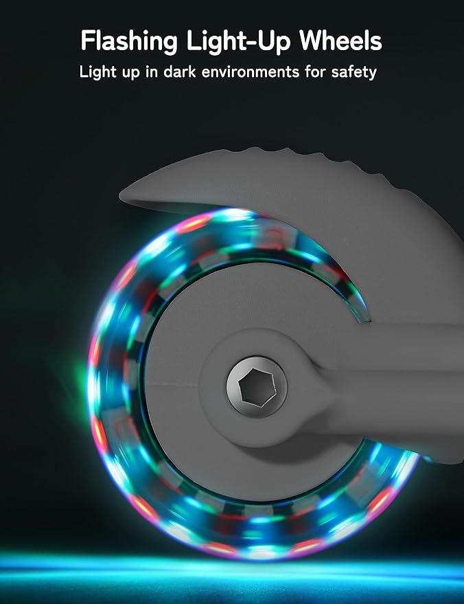 Besrey Kick Scooter for Kids Ages 3-10, 3-Wheel Folding Scooter with Adjustable Height, LED Light Wheels, Extra Wide Deck for Outdoor Activities