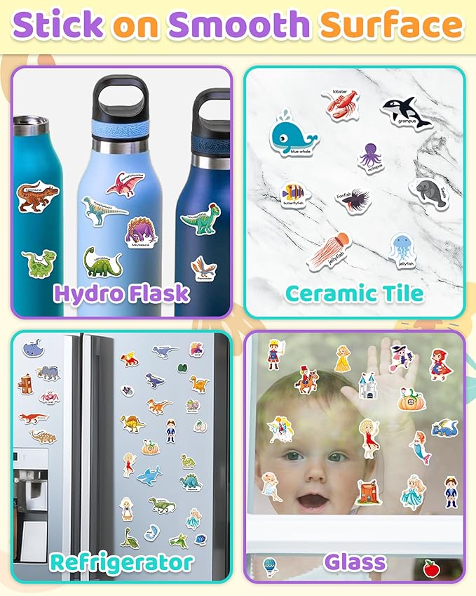 Benresive Reusable Sticker Books for Kids 2-4, Sticker Books for Toddlers 1-3 2-4, Toddler Travel Toys Activities Crafts Gifts - Ocean, Fairy and Dinosaur