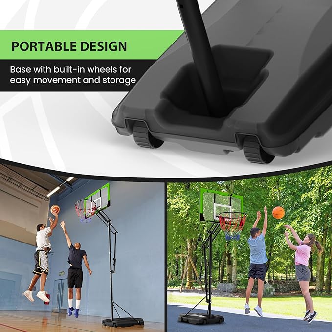 Basketball Hoop Outdoor 10 FT Height Adjustable, Portable Basketball Goals Systems with 45" Backboard for Youth Adults Kids - Backyard, Driveway, Indoor Play