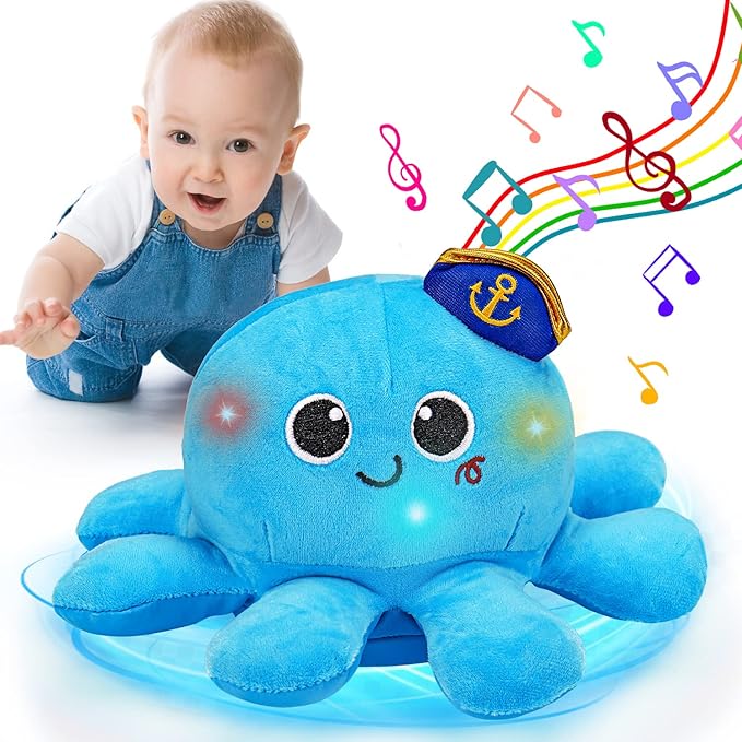 Baby Crawling Toys 6-12 Months Musical Plush Octopus Light up Voice Control Dancing Infant Walking Toys 1 Year Old Boy Girl Babies 0 6 7 8 9 10 12-18 Month Tummy Time Sensory Toddler First Gifts