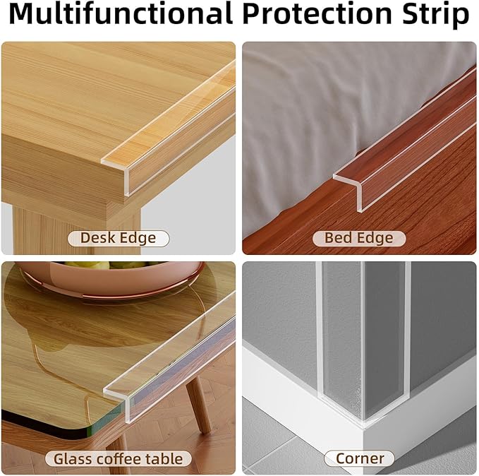 2Pack Clear Edge Protector,Safe Corner Protector, Anti-Sharp Edge Protector, for Furniture, Drawers, Tables, Cabinets 2inX3.28FT