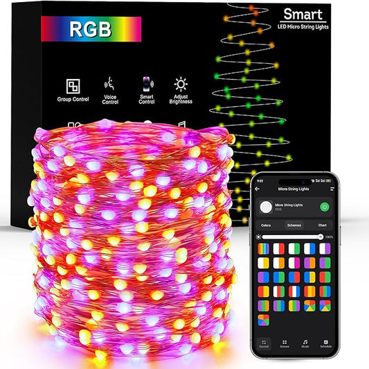 Brizled Smart RGB Fairy Lights Pro, 66FT 200 LED Orange Purple Halloween String Lights, Color Changing Christmas Fairy Light App Controlled, Dimmable Tree Light Music Sync Work with Google Home Alexa