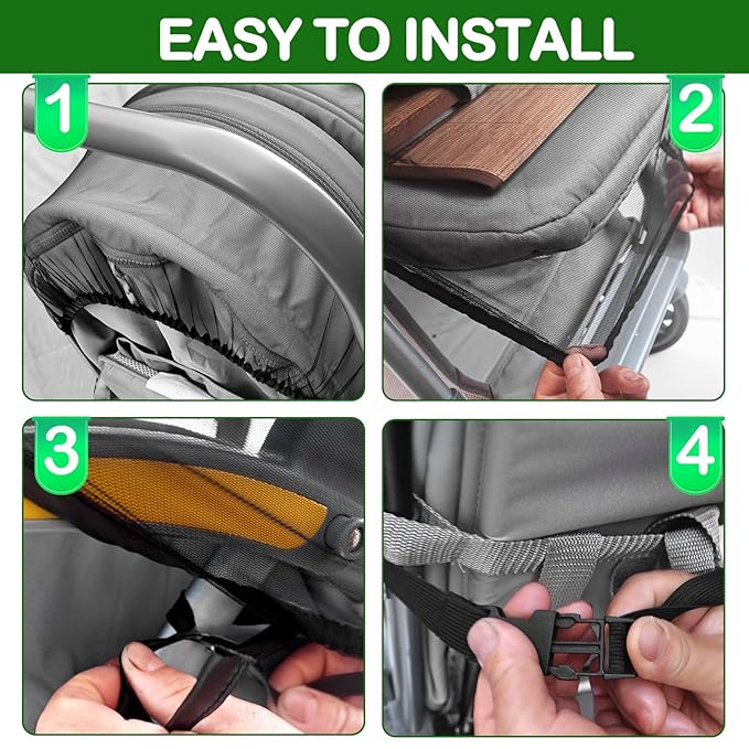 Baby Mosquito Net for Stroller Sun Shade, 2-in-1 Stroller Cover for Sun Protection with Two-Way Zipper and Storage Bag, Breathable Strollers Bug Net Suitable for Bassinet, Cradle, Car Seat – Black