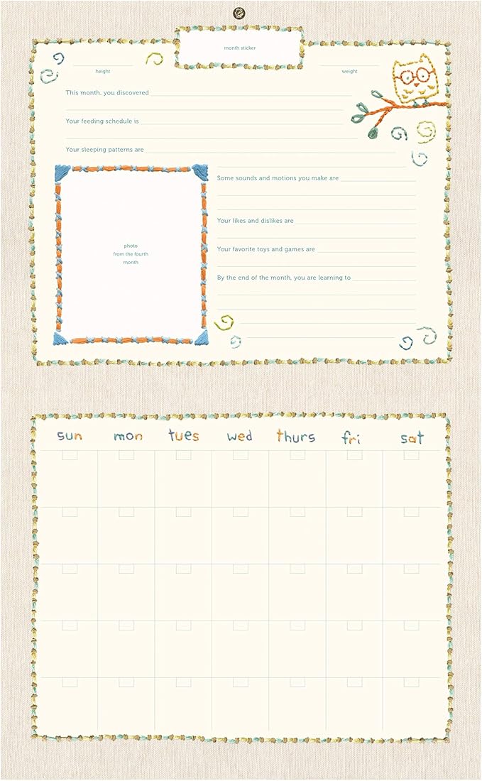 C.R. Gibson Animals 'Hello World' Baby Calendar Baby First Year Tracker, 11'' W x 18'' H