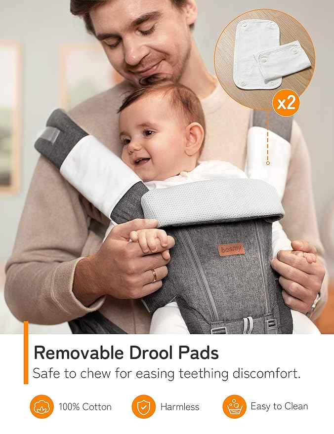 besrey Baby Carrier with Hip Seat Newborn to Toddler, Summer Mesh Front Facing Infant Carrier, Baby Body Holder Chest with Back Support, Front Back Pack with Strap for Men Women Hiking Lumbar Support