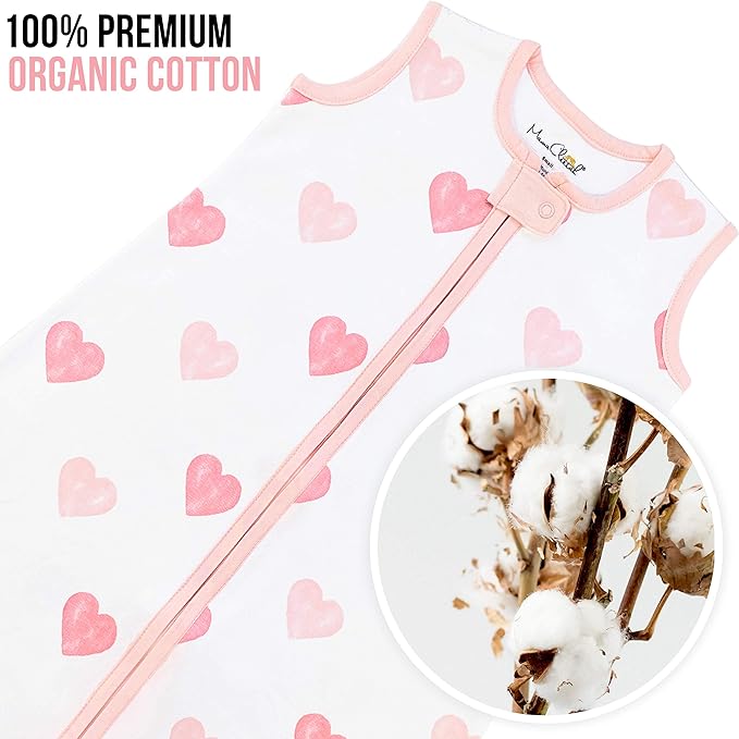 Baby Sleep Sack 1.0 TOG, Organic Cotton Baby Wearable Blanket with Two-Way Zipper, Swaddle Transition Baby Sleeping Bag, All-Season Sleep Sack for Newborn Infant Toddler Boy Girl, 6-12 Months, 1-Pack