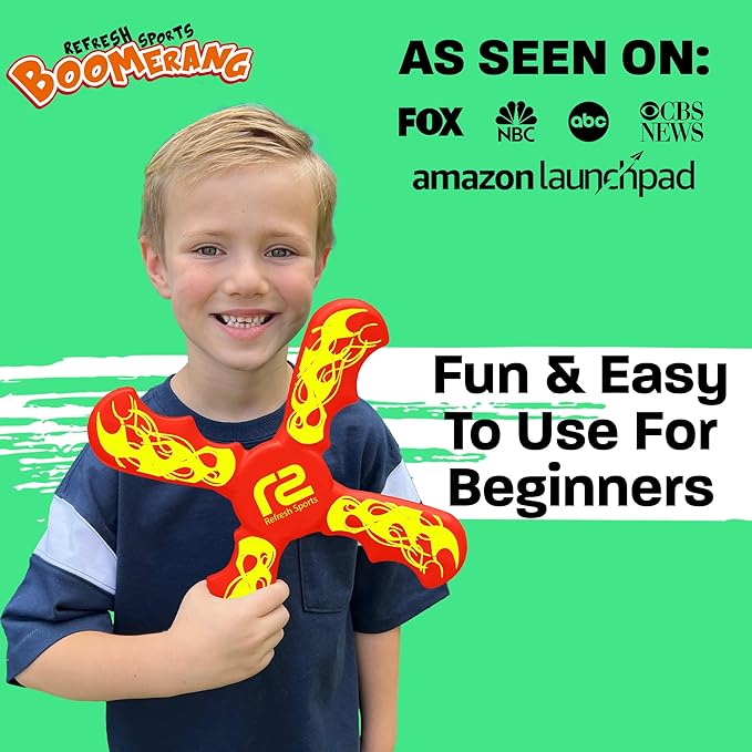 Boomerang for Kids - It Really Does Fly Back - Fun & Easy to Use Toy Gifts for Boys & Girls - Soft Foam Design Allows for Safe Play Perfect Beginner Toy Gift Idea & Kids Boy Birthday Party Activity