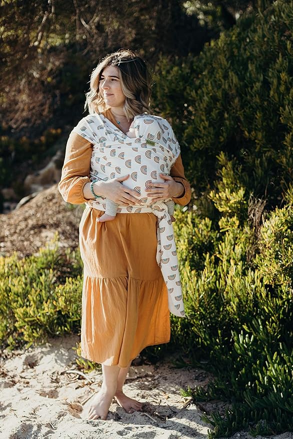 Boba Baby Wrap Carrier – Original Baby Sling Carrier for Newborns (7–35 lbs), Soft, Secure, Hands-Free & Ergonomic, Ideal for Comfortable Bonding, New Parents (Serenity Rainbow)