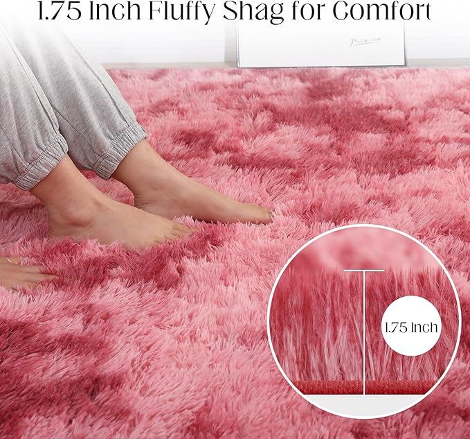 5x7 Area Rug, Luxury Rugs for Living Room, Ultra Soft Rugs for Bedroom, Non-Slip Indoor Carpet for Nursery, Kids Room, Playroom, Home Decor, Tie-Dyed Dark Pink