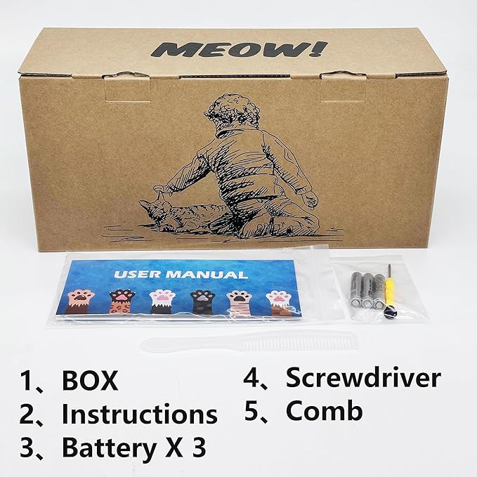 Blinks, Meows & Purrs Realistic Stuffed Cat Interactive Companion Robot Pets 14"